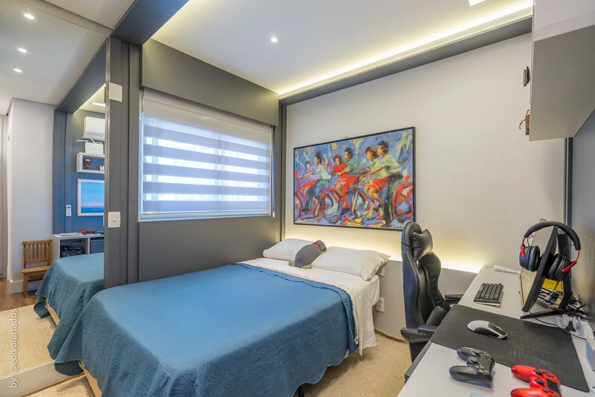 A mesma suíte, vista da porta · Apartamento de 3 suítes com vista livre em Jundiaí