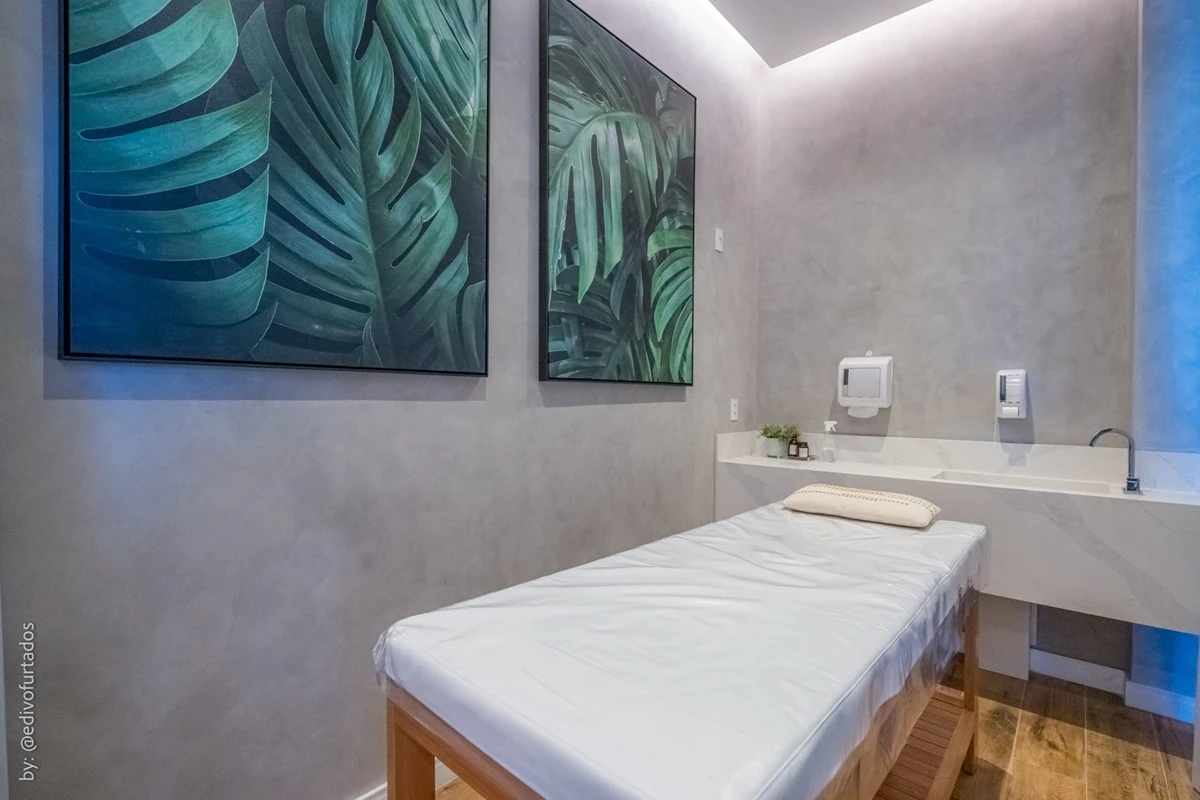 Sala de massagem do espaço beleza · Apartamento de 3 suítes com vista livre em Jundiaí