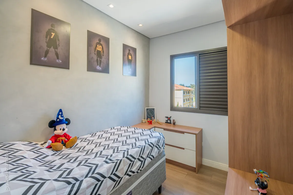 Dormitório com marcenaria planejada · Cobertura com terraço, jacuzzi e espaço gourmet em Vinhedo